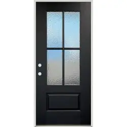 4-Lite Aquatex Black Fiberglass Prehung Door Unit #5246 - Prehung Left Hand Inswing