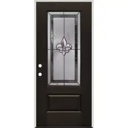 Fleur-de-lis 3/4 Lite Finished Fiberglass Prehung Door Unit #48 - Prehung Left Hand Inswing
