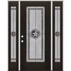 Texas Star Full Lite Finished Fiberglass Prehung Door Unit with Sidelites #90 - Prehung Left Hand Inswing, Primed