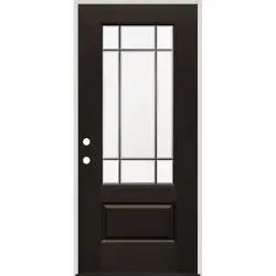 Beveled 9-Lite Finished Fiberglass Prehung Door Unit #312 - Prehung Left Hand Inswing