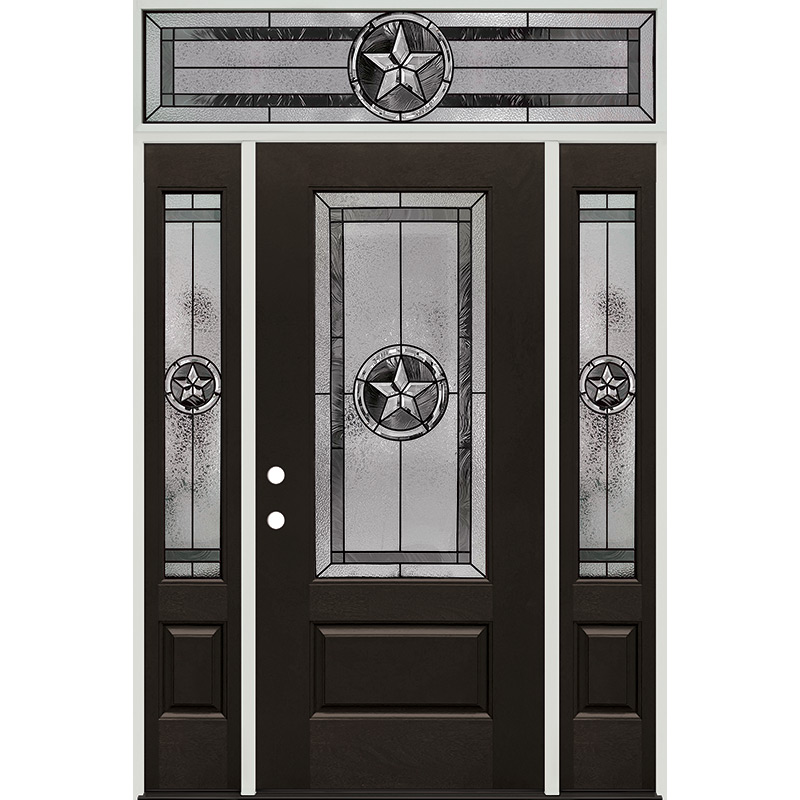 Texas Star 3/4 Lite Finished Fiberglass Prehung Door Unit with Transom #70  - Door Clearance Center