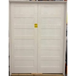 6/0 x 8/0 6-Panel Shaker Primed Interior Wood Double Door in 6-9/16" Jambs