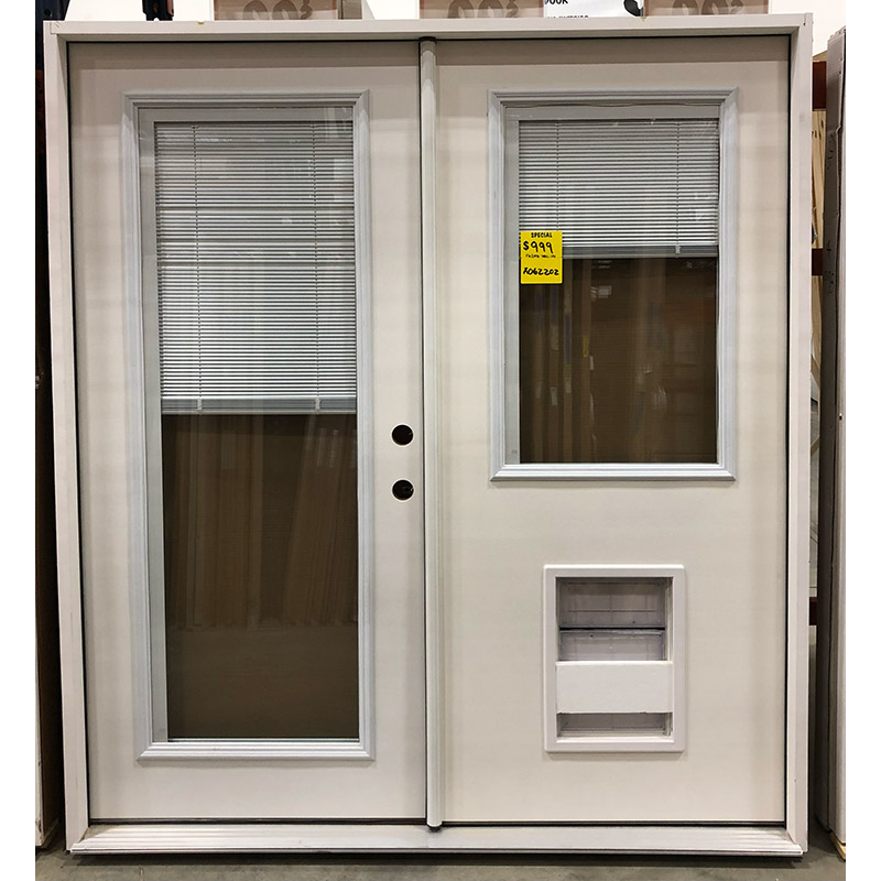 6/0 x 6/8 Miniblind Full/Half Lite Fiberglass Patio Double with Pet