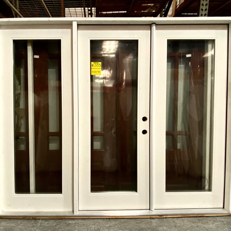 92" x 6/8 Full Lite Flush Glazed Fiberglass Triple Door Outswing LH