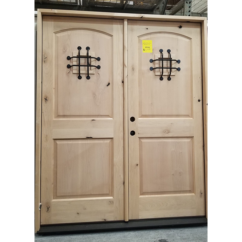5/4 Unfinished Knotty Alder Double Door with Matching Jambs Door