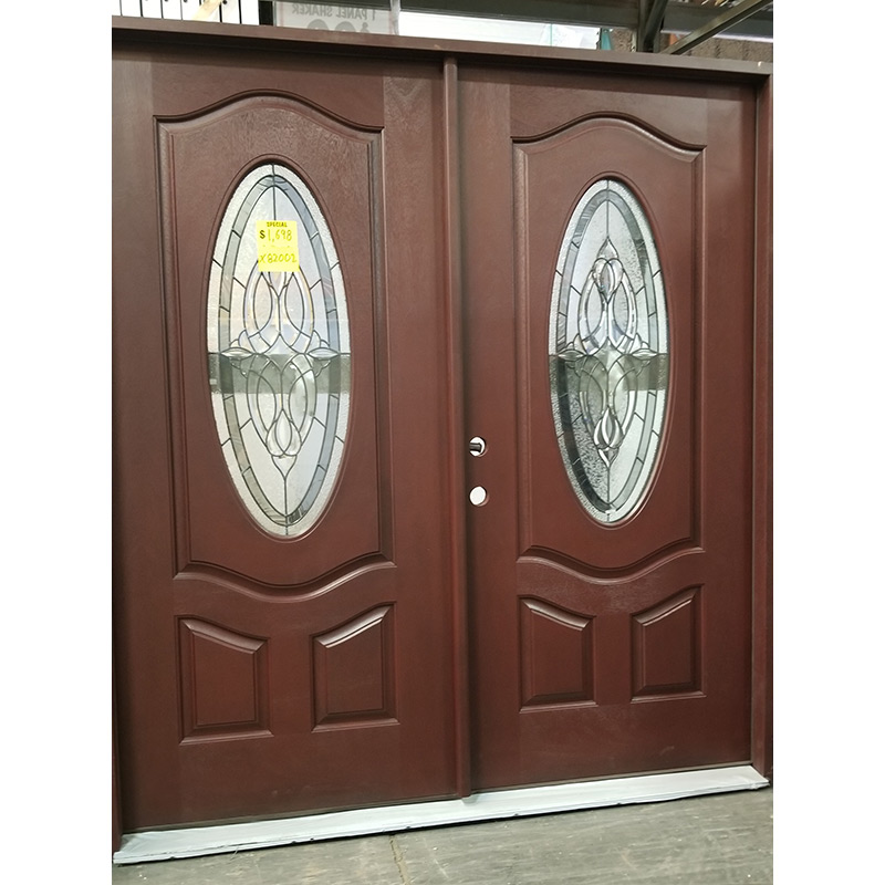 3/4 Oval Prefinished Fiberglass Double Door with Matching Jambs Copy