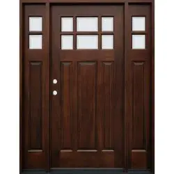 Craftsman 6-Lite Espresso Mahogany Prehung Wood Door Unit with Sidelites #3306 - Prehung Right Hand Inswing
