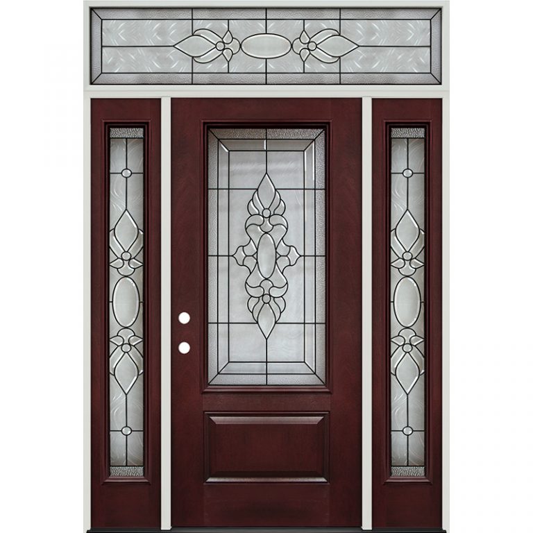 3/4 Lite Prefinished Mahogany Fiberglass Prehung Door Unit with Transom 73 Door Clearance Center
