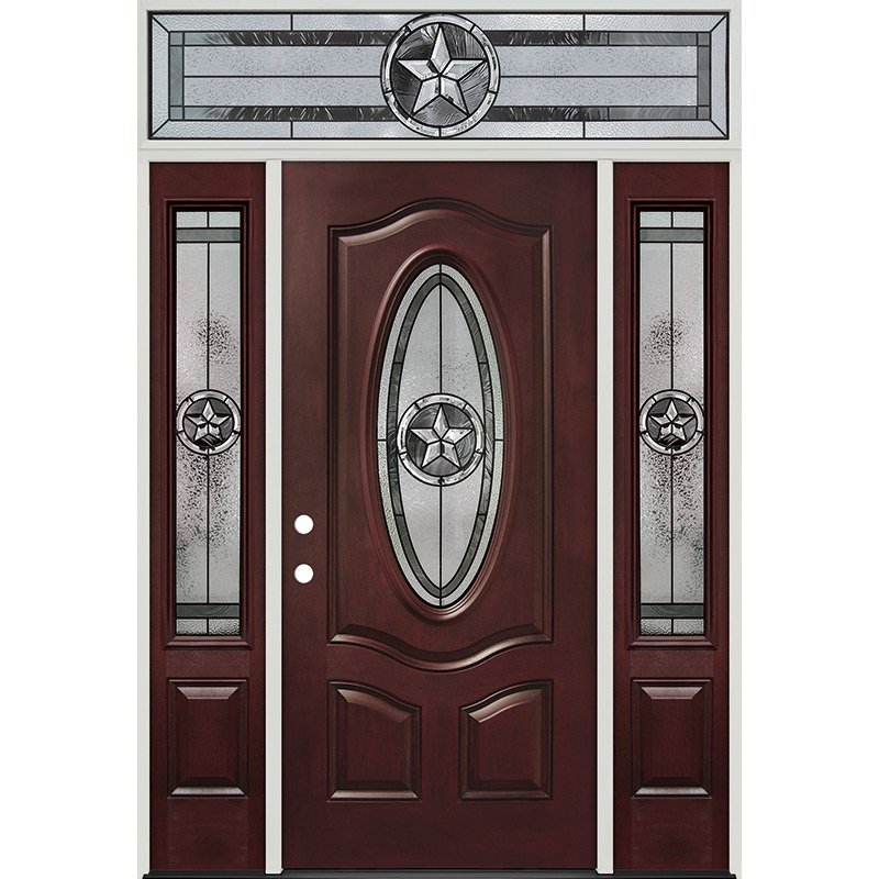 Texas Star 3/4 Oval Prefinished Mahogany Fiberglass Prehung Door Unit