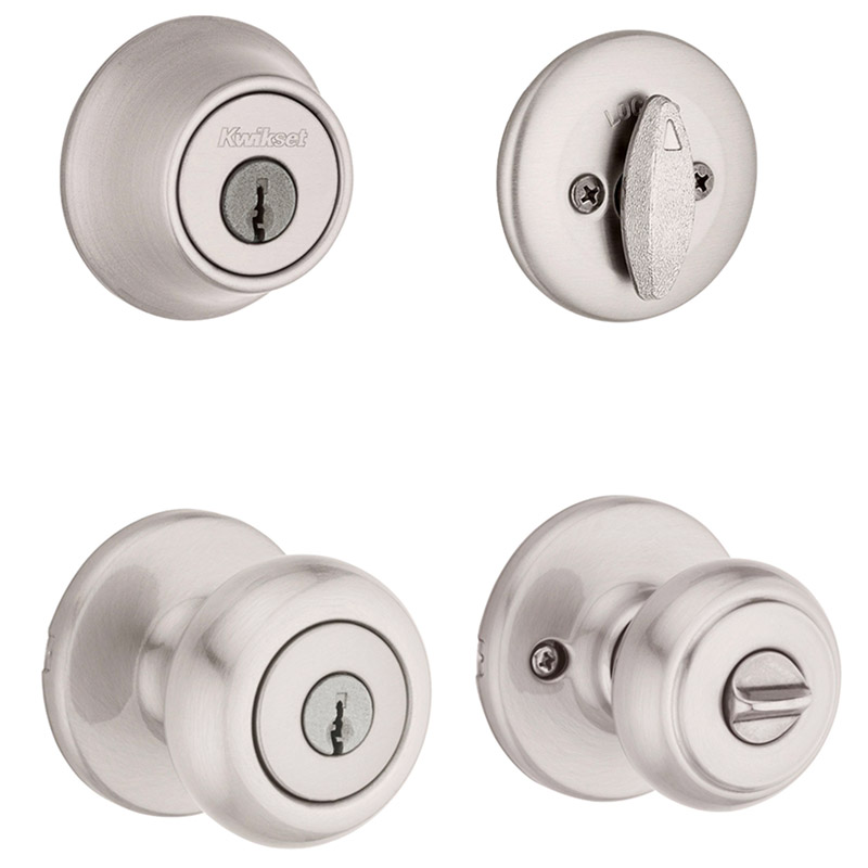 Kwikset Milan Keyed Entry Door Knob & Deadbolt Combo Satin Nickel