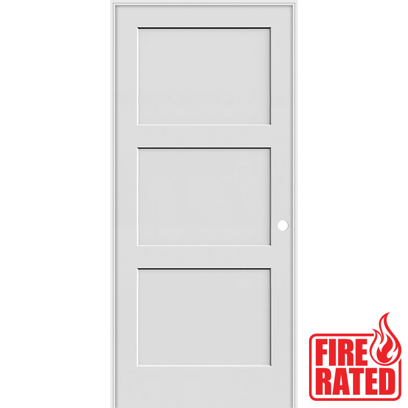Fire Rated 6 8 Tall 3 Panel Shaker Primed Interior Prehung Wood Door Unit Door Clearance Center