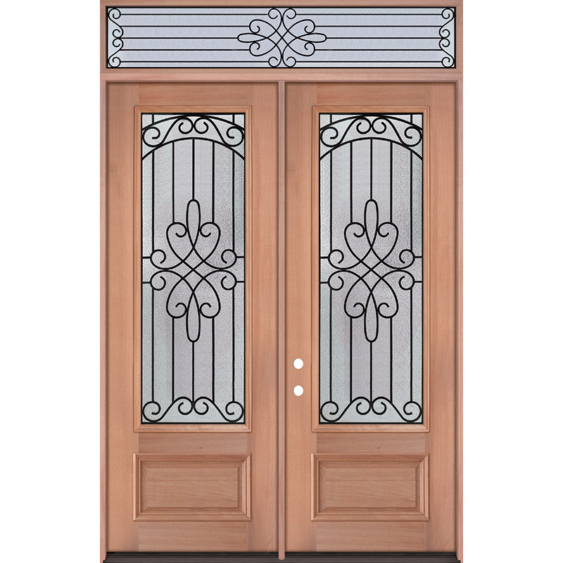 Double wood door with rectangular transom ⋆ Portatec