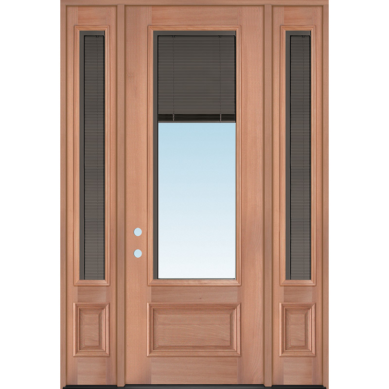 Slate 8'0" Tall 3/4 Miniblind Mahogany Wood Door Unit with Sidelites