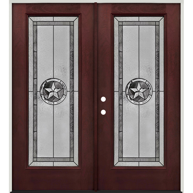 Texas Star Full Lite Prefinished Mahogany Fiberglass Prehung Double