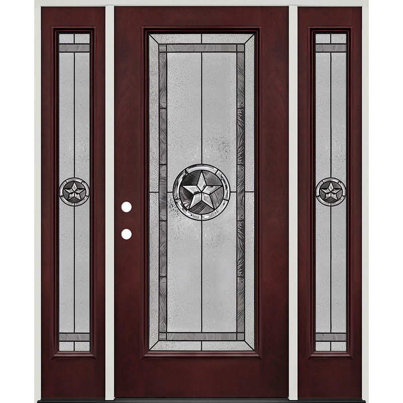 Texas Star Full Lite Prefinished Mahogany Fiberglass Prehung Door Unit