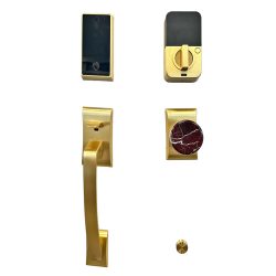 Emtek Levanto Lockset with EMPowered 2 Touch Fingerprint Entry Satin Brass