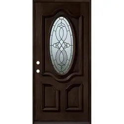 3/4 Oval Espresso Mahogany Prehung Wood Door Unit #86 - Prehung Right Hand Inswing