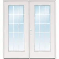 15-Lite GBG Fiberglass Patio Prehung Double Door Unit - 6'0", Prehung Right Hand Outswing