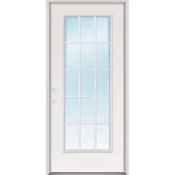 15-Lite Fiberglass Prehung Door Unit - 36", Prehung Left Hand Inswing