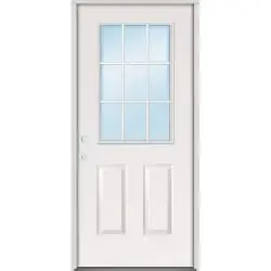 9-Lite Fiberglass Prehung Door Unit - 36", Prehung Left Hand Inswing