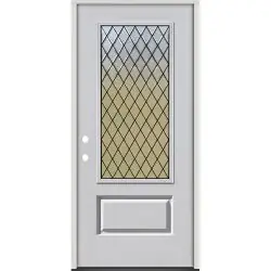 Diamond Granite 3/4 Lite Fiberglass Prehung Door Unit #373 - 32", Prehung Left Hand Inswing