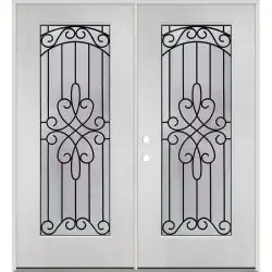 Full Lite Fiberglass Prehung Double Door Unit #299 - 5'4", Prehung Right Hand Inswing