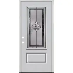 Fleur-de-lis 3/4 Lite Fiberglass Prehung Door Unit #48 - 36", Prehung Right Hand Inswing
