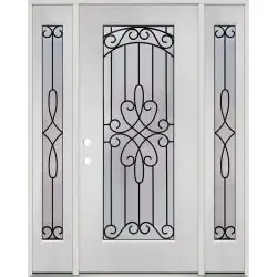 Full Lite Fiberglass Prehung Door Unit with Sidelites #299 - 12", Prehung Left Hand Inswing
