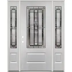 3/4 Lite Fiberglass Prehung Door Unit with Sidelites #277 - Prehung Right Hand Inswing