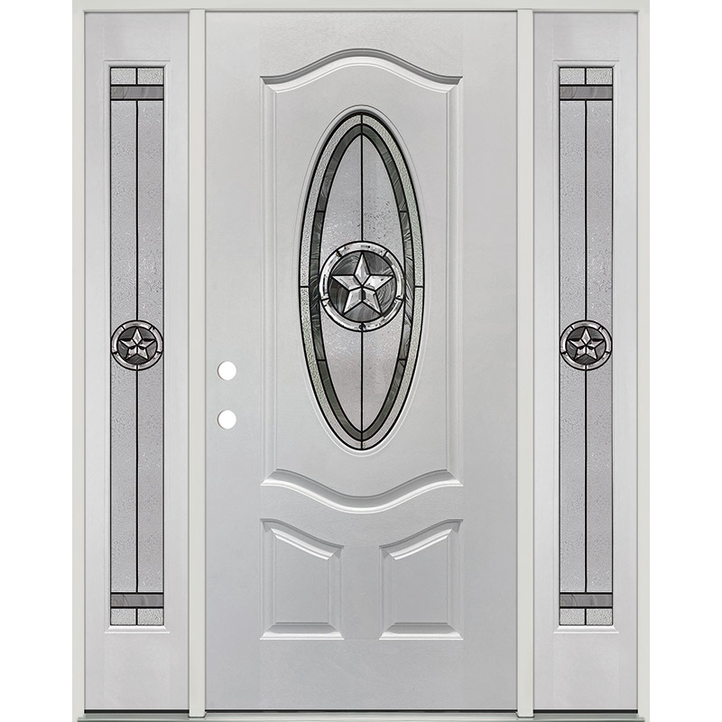 Texas Star 3/4 Oval Fiberglass Prehung Door Unit with Sidelites #60