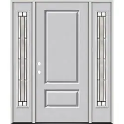 3/4 Panel Fiberglass Prehung Door Unit with Full Sidelites #67 - 12", Prehung Left Hand Inswing