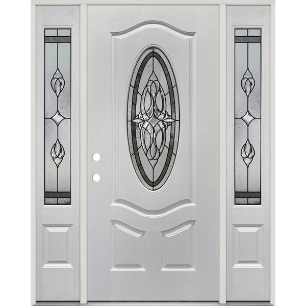 3/4 Oval Fiberglass Prehung Door Unit with Sidelites 16 Door