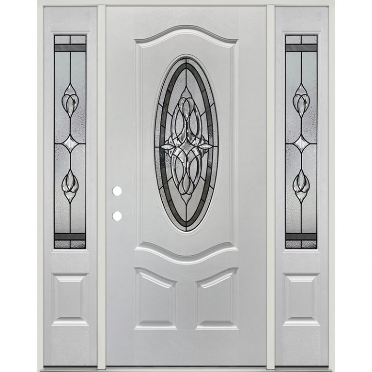 3/4 Oval Fiberglass Prehung Door Unit with Sidelites 16 Door