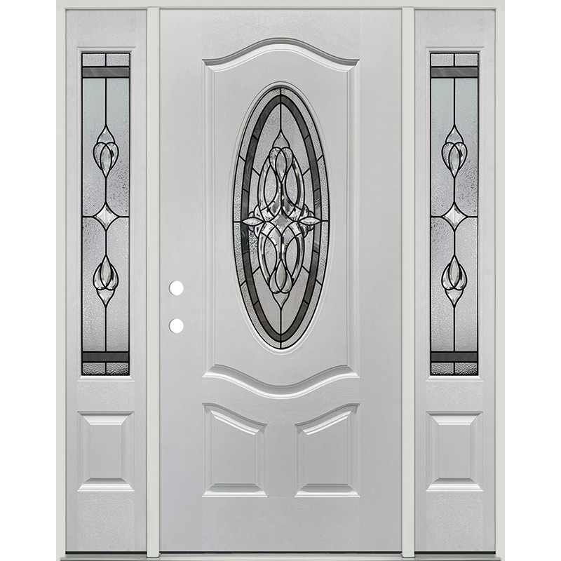 3/4 Oval Fiberglass Prehung Door Unit with Sidelites #16