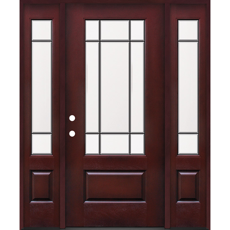 9Lite Prefinished Fiberglass Door Unit with Sidelites in Matching