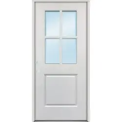 4-Lite Half Lite Fiberglass Prehung Door Unit - Prehung Left Hand Inswing