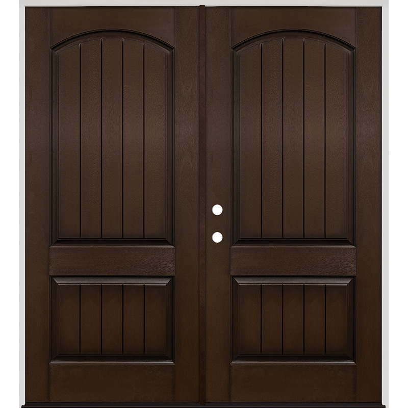 Rustic Pre Finished Espresso Fiberglass Prehung Double Door Unit Door Clearance Center