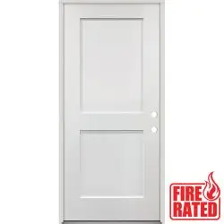 Fire Rated 2-Panel Shaker Fiberglass Prehung Door Unit - Prehung Left Hand Inswing, 32"