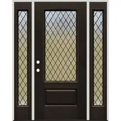 Diamond Granite 3/4 Lite Finished Fiberglass Prehung Door Unit with Sidelites #373 - Prehung Right Hand Inswing, Pre-finished PVC