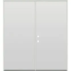 Flush Fiberglass Prehung Double Door Unit