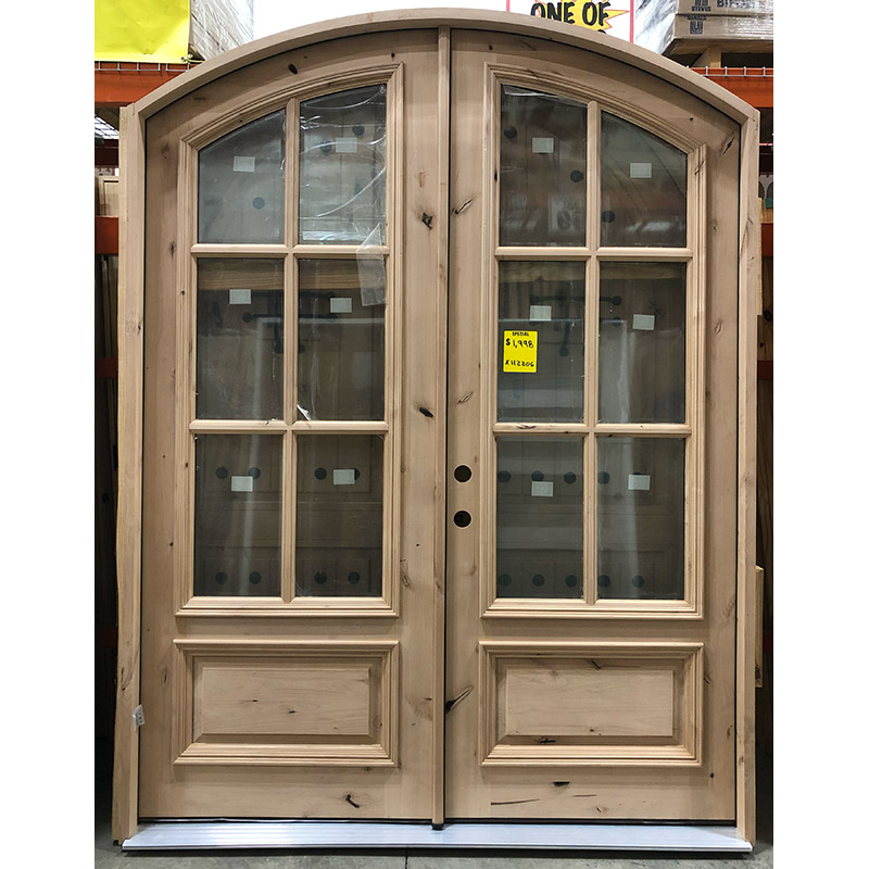 6/0 x 8/0 6Lite Arch Top Unfinished Knotty Alder Double RH Door