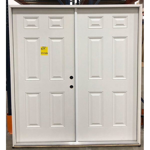 6/0 x 6/8 6Panel Fiberglass Double Door LH Outswing Door Clearance