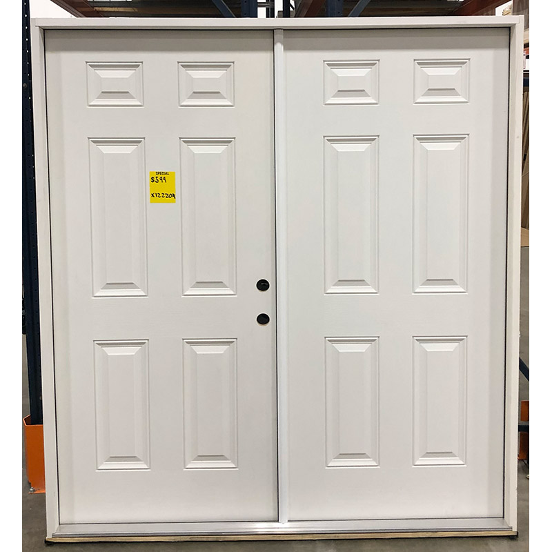 6/0 x 6/8 6Panel Fiberglass Double Door LH Outswing Door Clearance