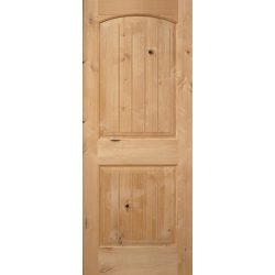 Interior 6'8" x 1-3/4" 2-Panel Arch V-Groove Knotty Alder Wood Door