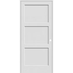 6'8" Tall 3-Panel Shaker Primed Interior Prehung Wood Door Unit