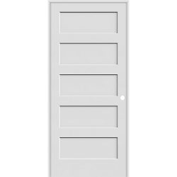 6'8" Tall 5-Panel Shaker Primed Interior Prehung Wood Door Unit