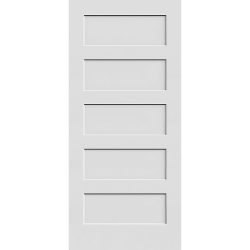 6'8" Tall 5-Panel Shaker Primed Interior Wood Door Slab