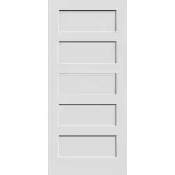 6'8" Tall 5-Panel Shaker Primed Interior Wood Door Slab - 36"