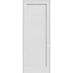 8'0" Tall 1-Panel Shaker Primed Interior Prehung Wood Door Unit - Prehung Left Hand Inswing, 30"
