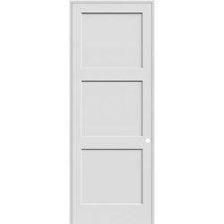 8'0" Tall 3-Panel Shaker Primed Interior Prehung Wood Door Unit
